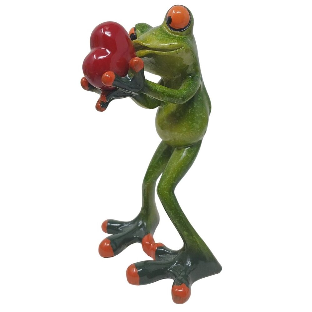 Formano Germany Frog Holding  Heart 5.5Inch Tall Resin Detailed Love  #WS-2